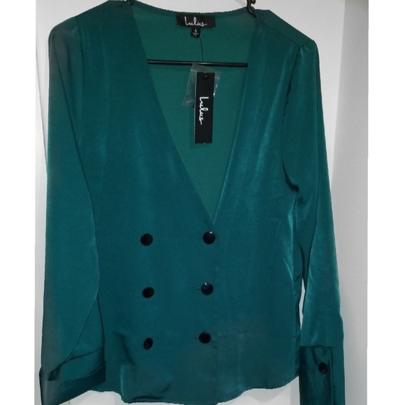 LuLus green buttoned light weight blazer shirt - Picture 6 of 6